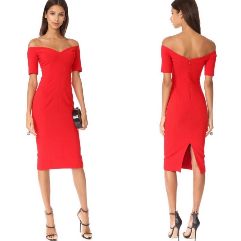 NWOT cinq à sept Birch Off-The- Shoulder Dress in Red Size 2
